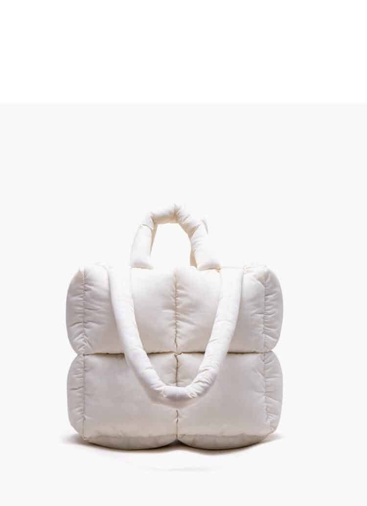 MABULA-Bolso acolchado de plumas para mujer, bolsa de lujo con cremallera, de gran capacidad, con almohada cuadrada, para invierno