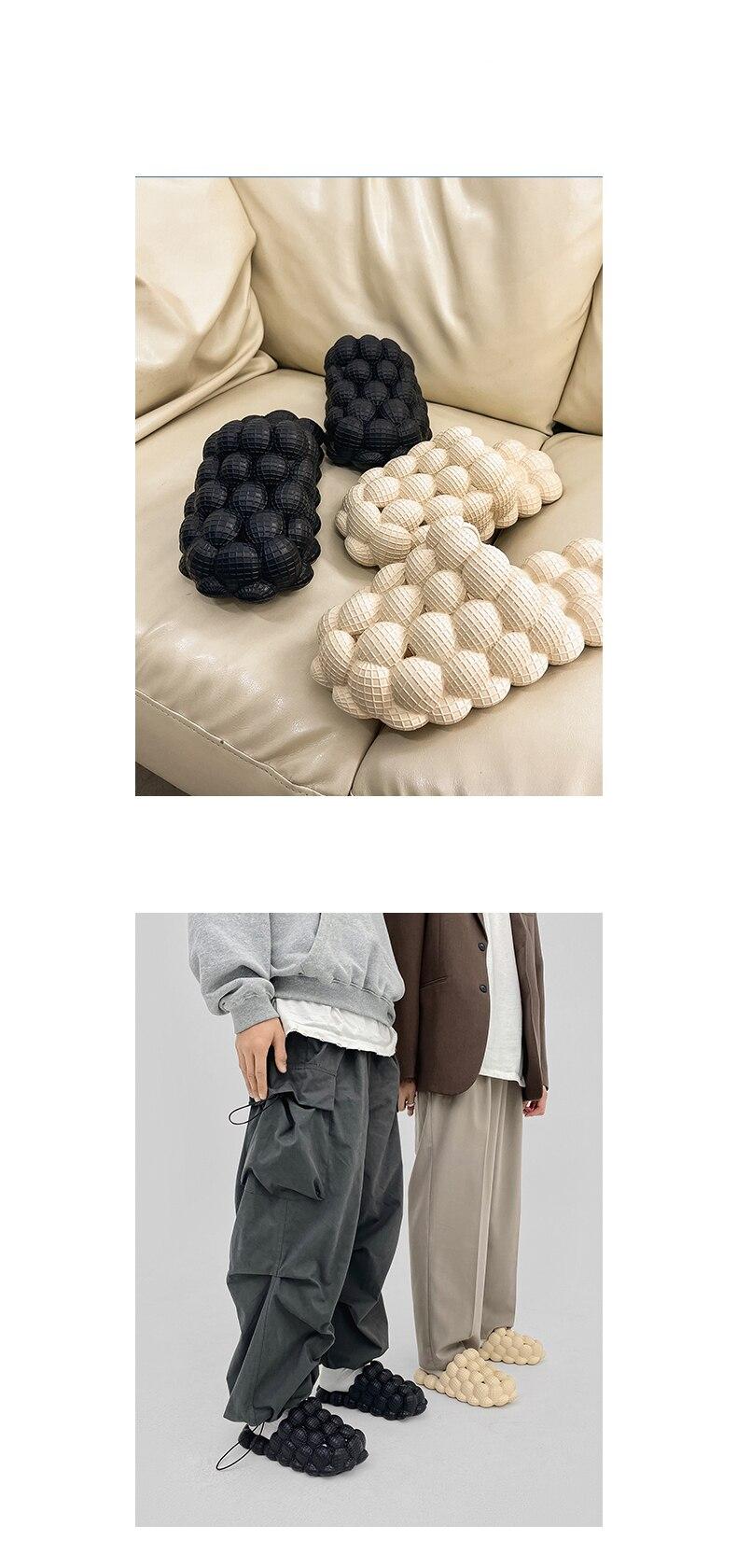 Sandalias de burbuja con dijes para hombre y mujer, zapatos de casa con plataforma, zapatillas de bola de burbuja, talla 35-48, verano 2022